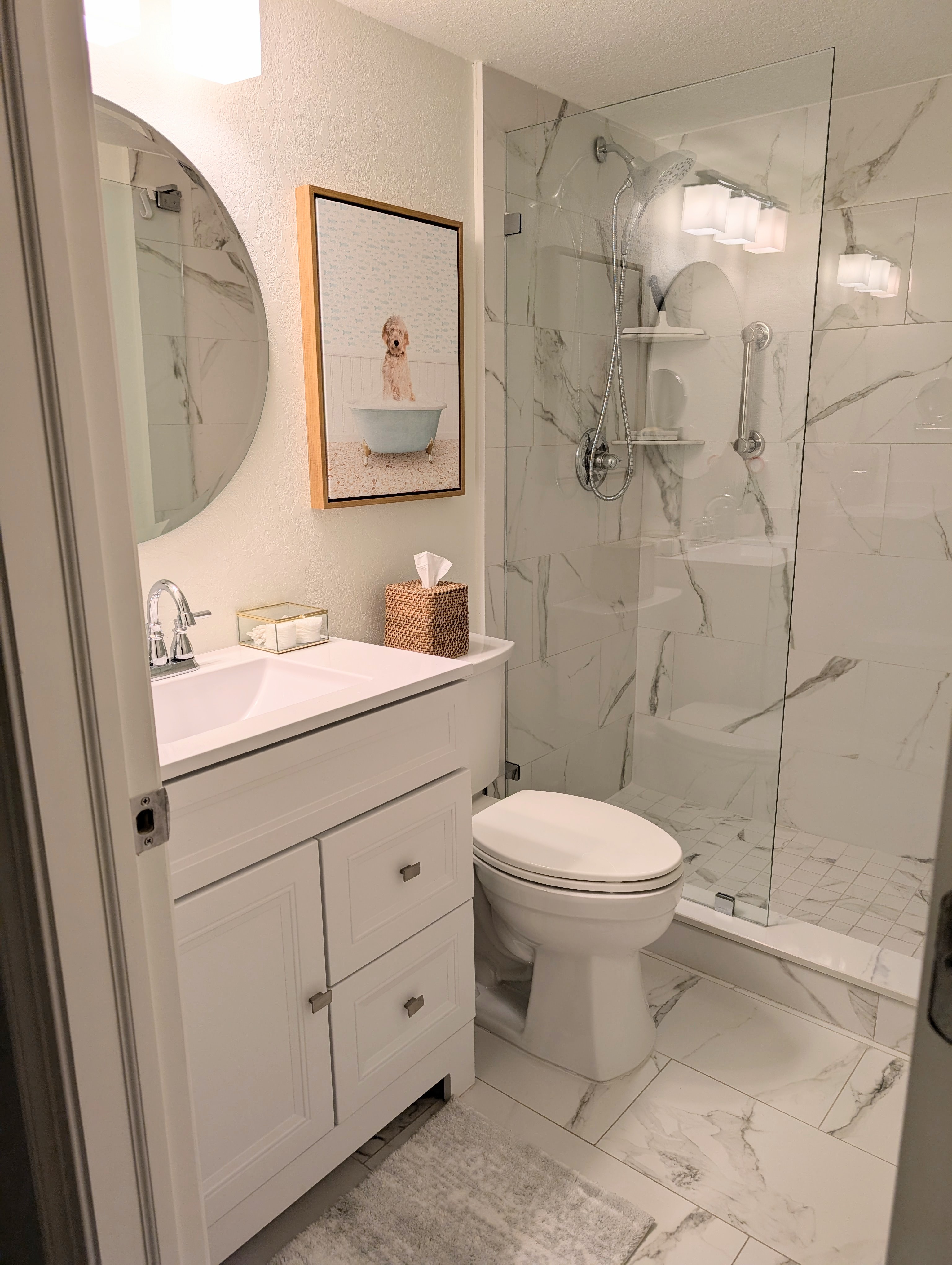 Bath with easy step-in shower